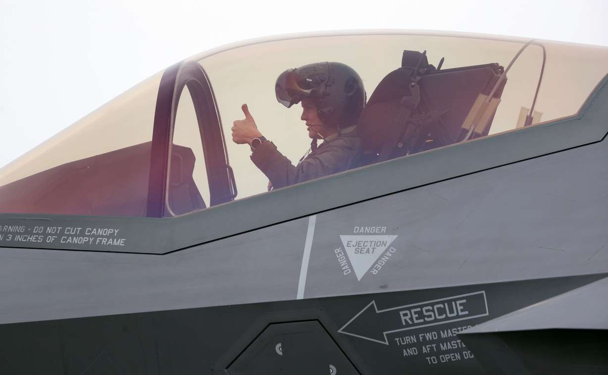 Maj. Kristin "Beo" Wolfe, F-35A Lightning II Demonstration Team commander and pilot, prepares to fly a demonstration flight at Hill Air Force Base on Tuesday.