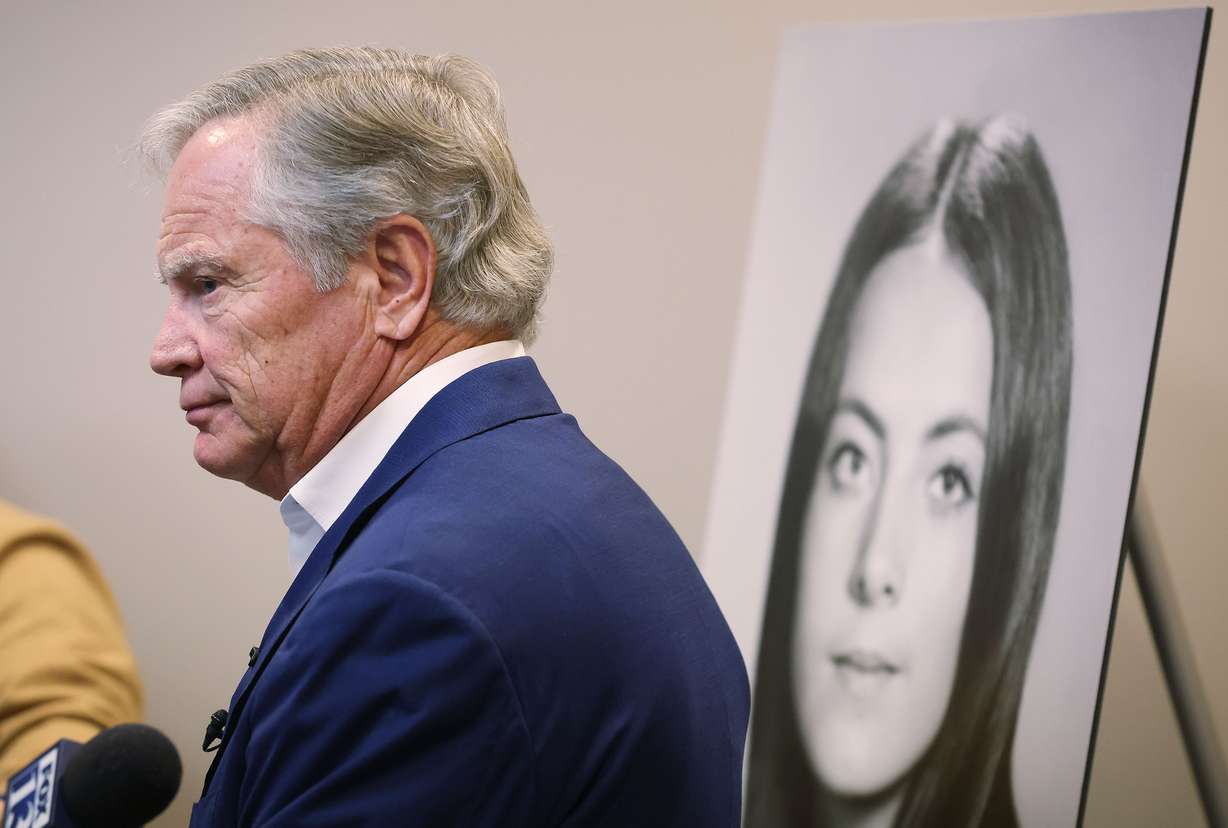 John Miller talks to reporters about the apology he and his family received from the state of Utah on behalf of his former wife, Valarie Clark Miller, in Salt Lake City on Tuesday.