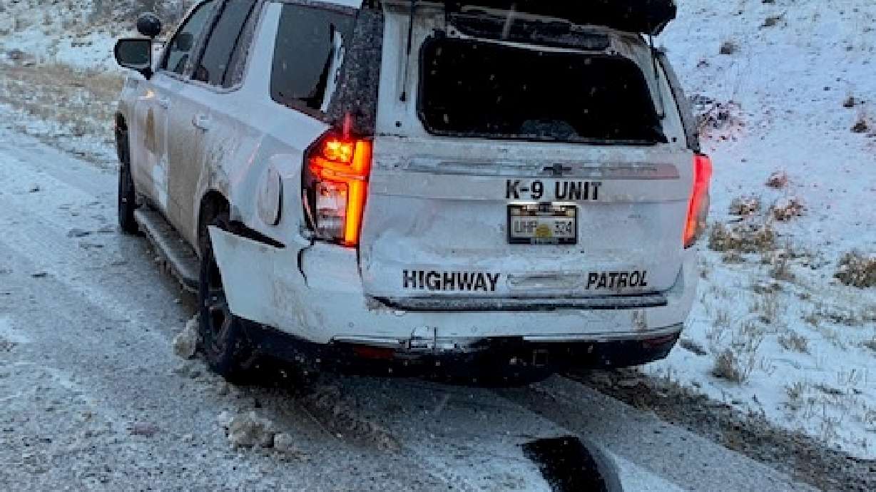 Northbound I-15 was closed for hours near Nephi Wednesday evening after winter weather led to crashes involving two state trooper vehicles.