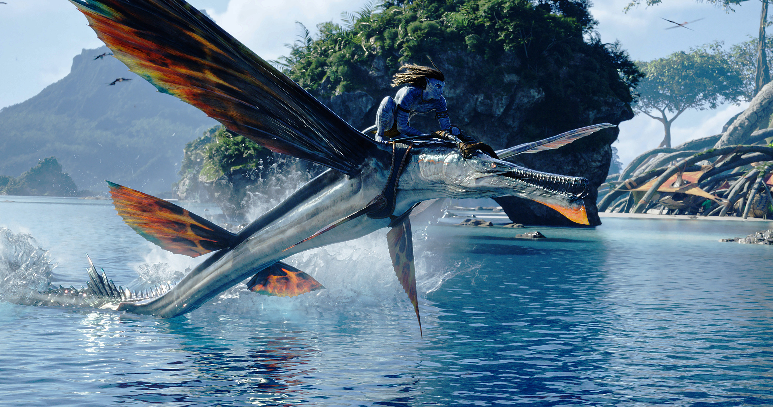This image released by 20th Century Studios shows Jake Sully, portrayed by Sam Worthington, in "Avatar: The Way of Water."