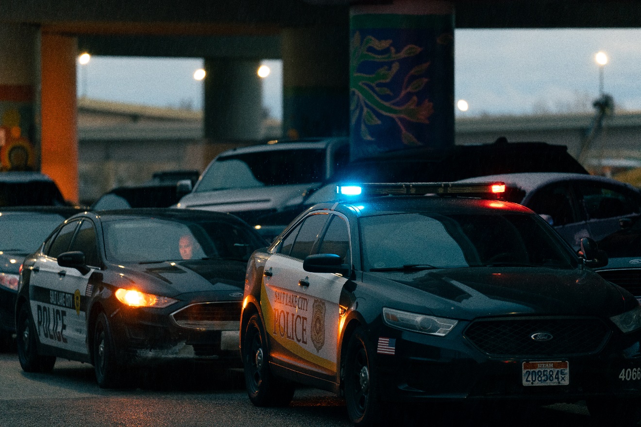 Salt Lake City police respond after a homeless man was run over while sleeping under the I-15 offramp near 545 W. 600 South on Monday.