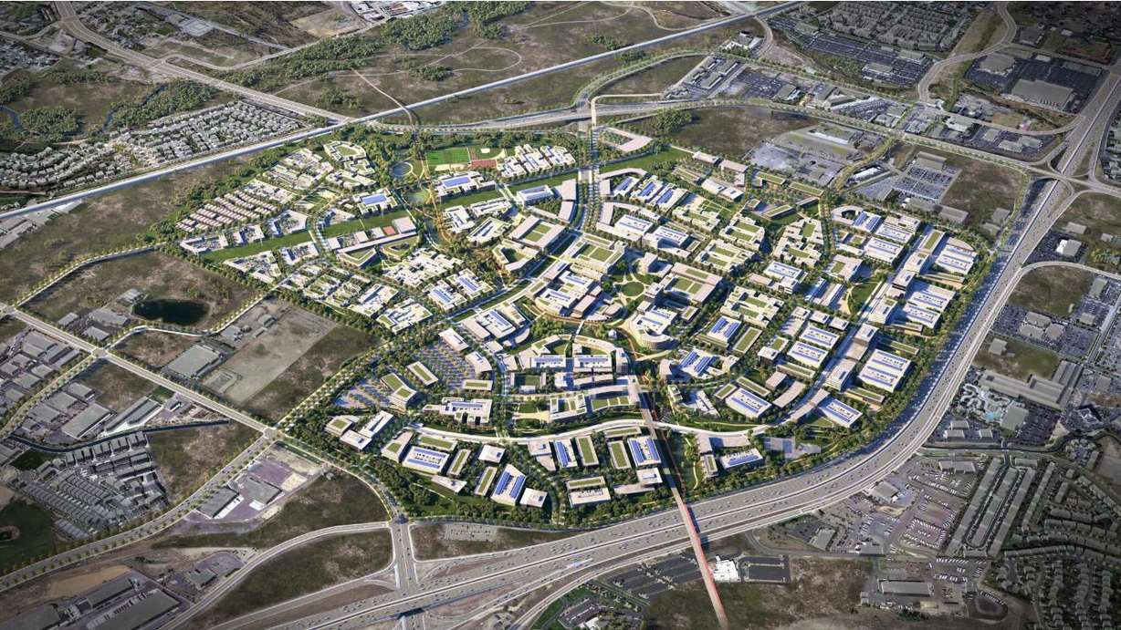 An artist's rendering of the future development of The Point, located at the old Utah State Prison site in Draper.