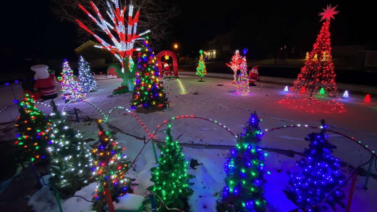 A display of Christmas lights is pictured at 6689 W Cora B Ln in Herriman during the 2022 holiday season.