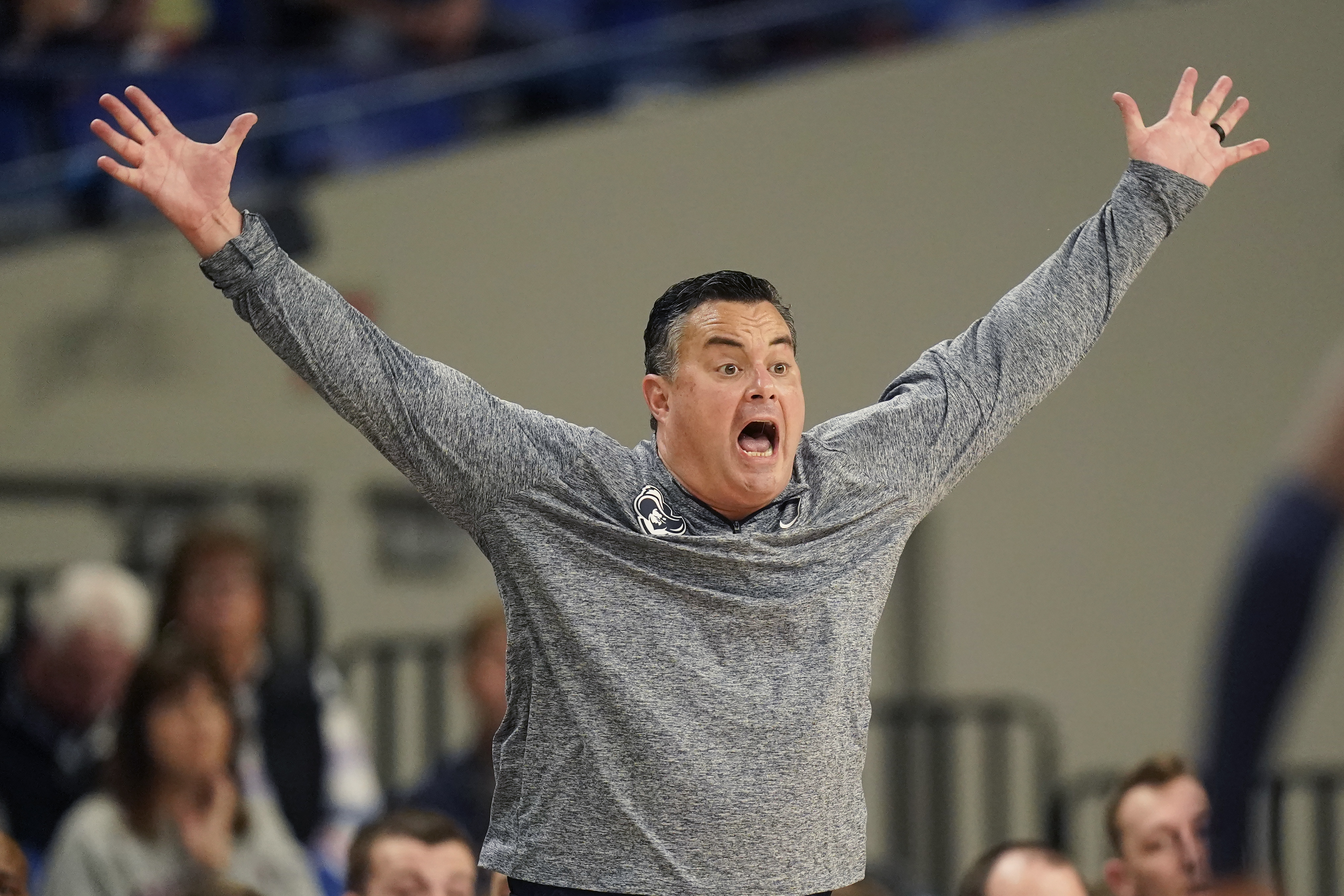 Xavier head coach Sean Miller reacts during the second half of the team's NCAA college basketball game against Gonzaga in the Phil Knight Legacy tournament Sunday, Nov. 27, 2022, in Portland, Ore. 
