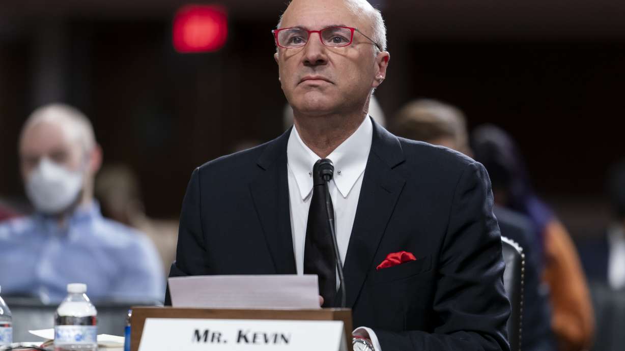 Investor and star of "Shark Tank" Kevin O'Leary testifies before the Senate Banking Committee at the Capitol in Washington on Dec. 14, 2022. Several opponents of the Box Elder County data center project have sued O'Leary and the Fox News Network for defamation after the businessman claimed opponents had links to China.