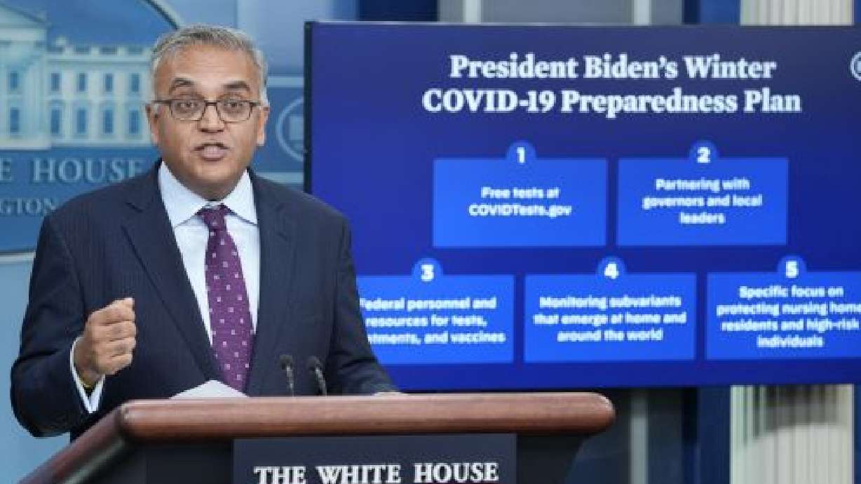 White House COVID-19 Response Coordinator Ashish Jha speaks during the daily briefing at the White House in Washington, Thursday.