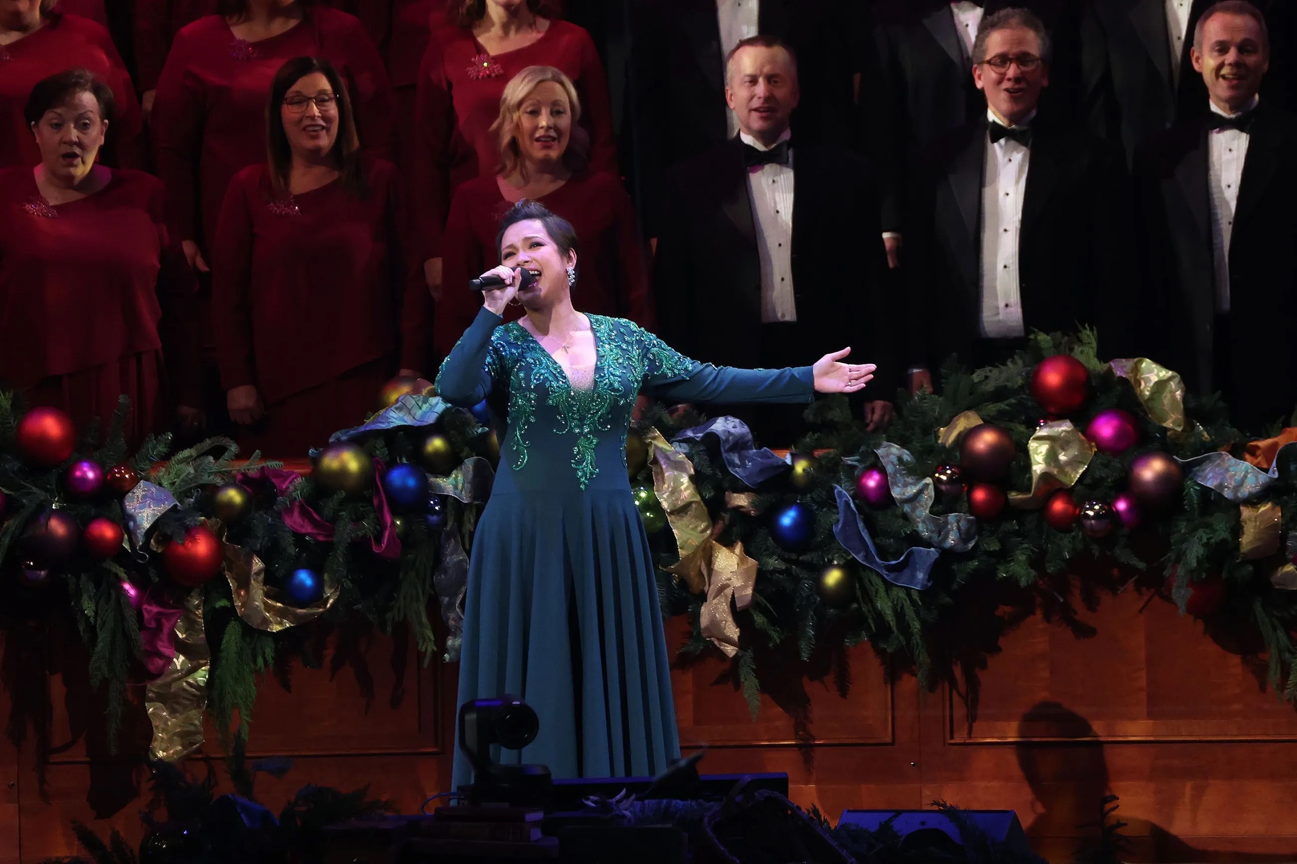 Lea Salonga sings during The Tabernacle Choir at Temple Square Christmas concert at the Conference Center in Salt Lake City on Thursday.
