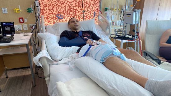 Travis Haussener, 35, describes getting caught up in an avalanche and his rescue from his bed at University of Utah Hospital in Salt Lake City on Friday. The backcountry skier feared his life was over when an avalanche swept him into a tree in Neffs Canyon Wednesday. Luckily, an off-duty firefighter happened to be in the right place at the right time.