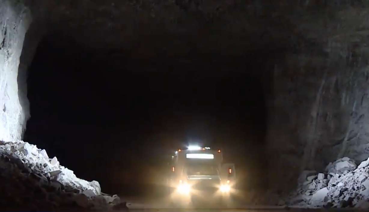 A Redmond Minerals tuck is seen in a salt mine in Sevier County. The company crushes rocks into salt and ships it across the U.S. During the winter, a lot of that salt hits Utah roads.