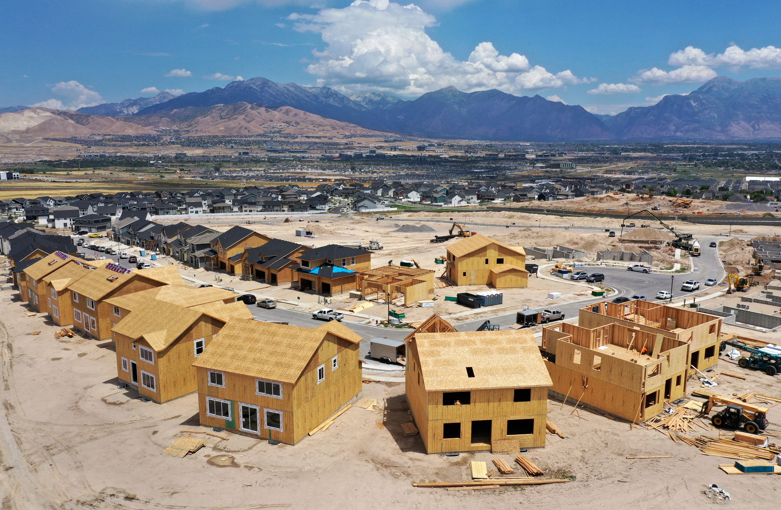 Single-family homes under construction in the Wildflower community in Saratoga Springs are pictured on July 19.