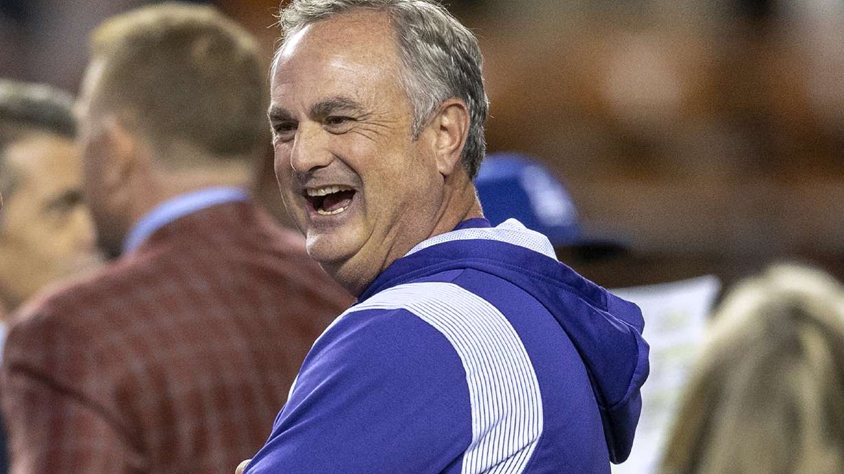 TCU coach Sonny Dykes is shown before an NCAA college football game Saturday, Nov. 12, 2022, in Austin, Texas. TCU's Sonny Dykes won The Associated Press Coach of the Year on Monday, Dec. 19, after leading the No. 3 Horned Frogs to the College Football Playoff in his first season with the school.