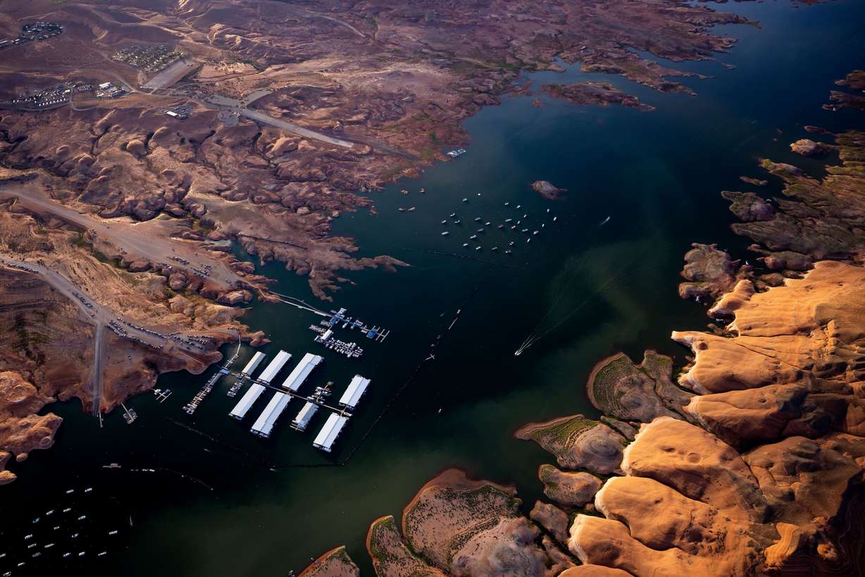 Bullfrog Marina in the upper reaches of Lake Powell in southern Utah is pictured on July 22.