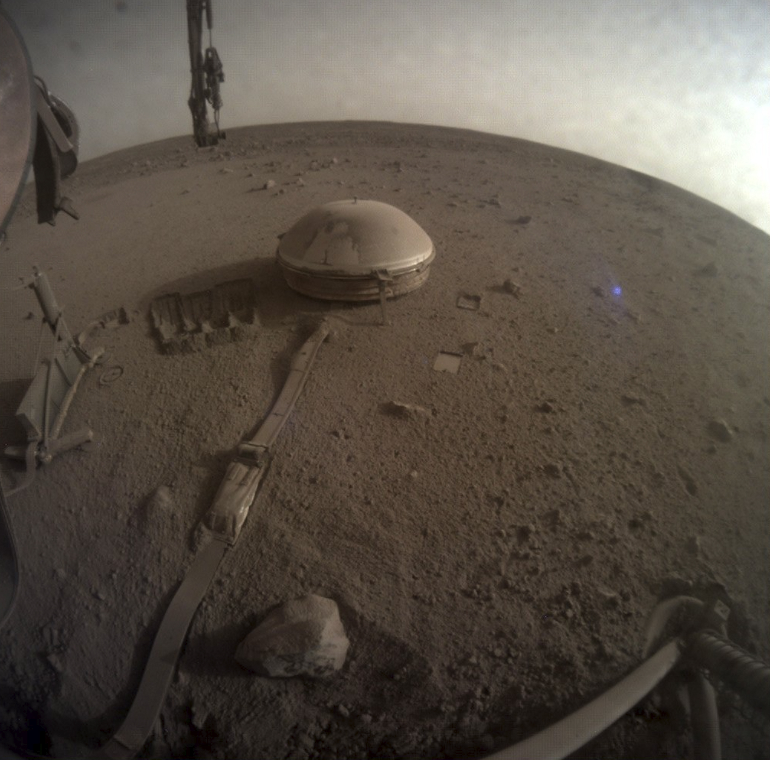 This image released by NASA on Monday shows NASA’s InSight lander on Mars. The lander’s power levels have been dwindling for months because of all the dust coating its solar panels. While ground controllers at California's Jet Propulsion Laboratory knew the end was near, they did not expect InSight to fall silent over the weekend.
