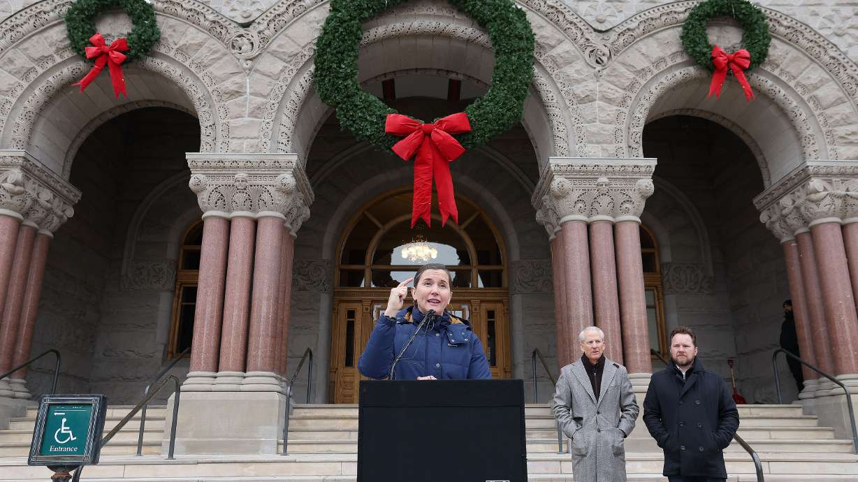 Salt Lake City Mayor Erin Mendenhall speaks in Salt Lake City on Dec. 20, 2022. Mendenhall announced Wednesday that she will run for reelection this fall.