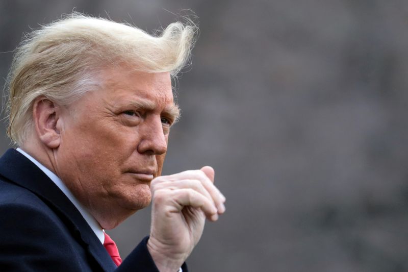 President Donald Trump departs on travel to West Point, New York from the South Lawn at the White House in Washington, Dec. 12, 2020. Trump paid no income tax during the final full year of his presidency as he reported a loss from his sprawling business interests, according to tax figures released by a congressional panel.