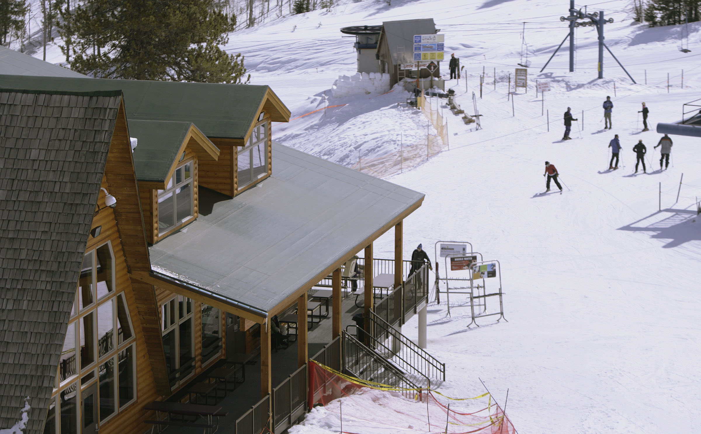 Skiers near the Beaver Mountain Ski Resort lodge in Logan Canyon on March 12, 2010.