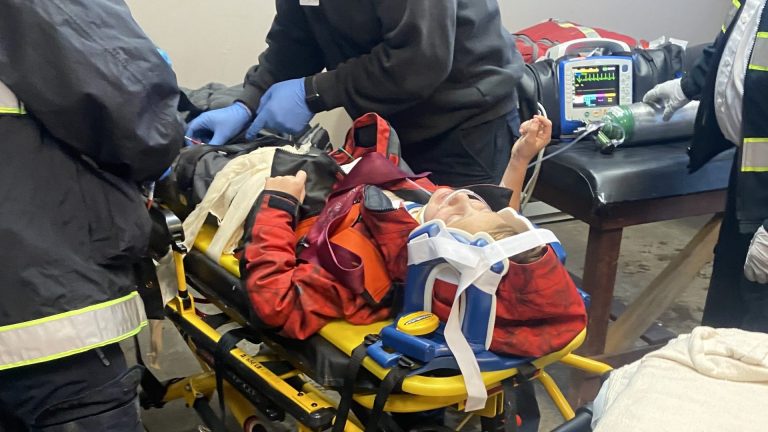First responders care for Robby Brown after he fell from a chairlift in Brian Head Wednesday.