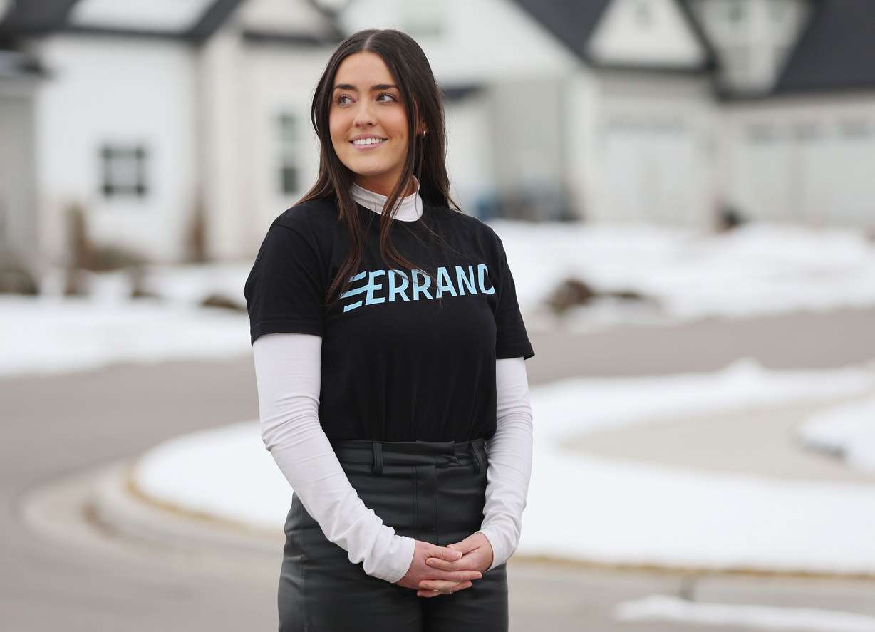 Claire Larsen, co-owner of Errand, poses in American Fork on Tuesday. She and her husband launched the startup aiming to become the DoorDash/Grubhub of errand running.