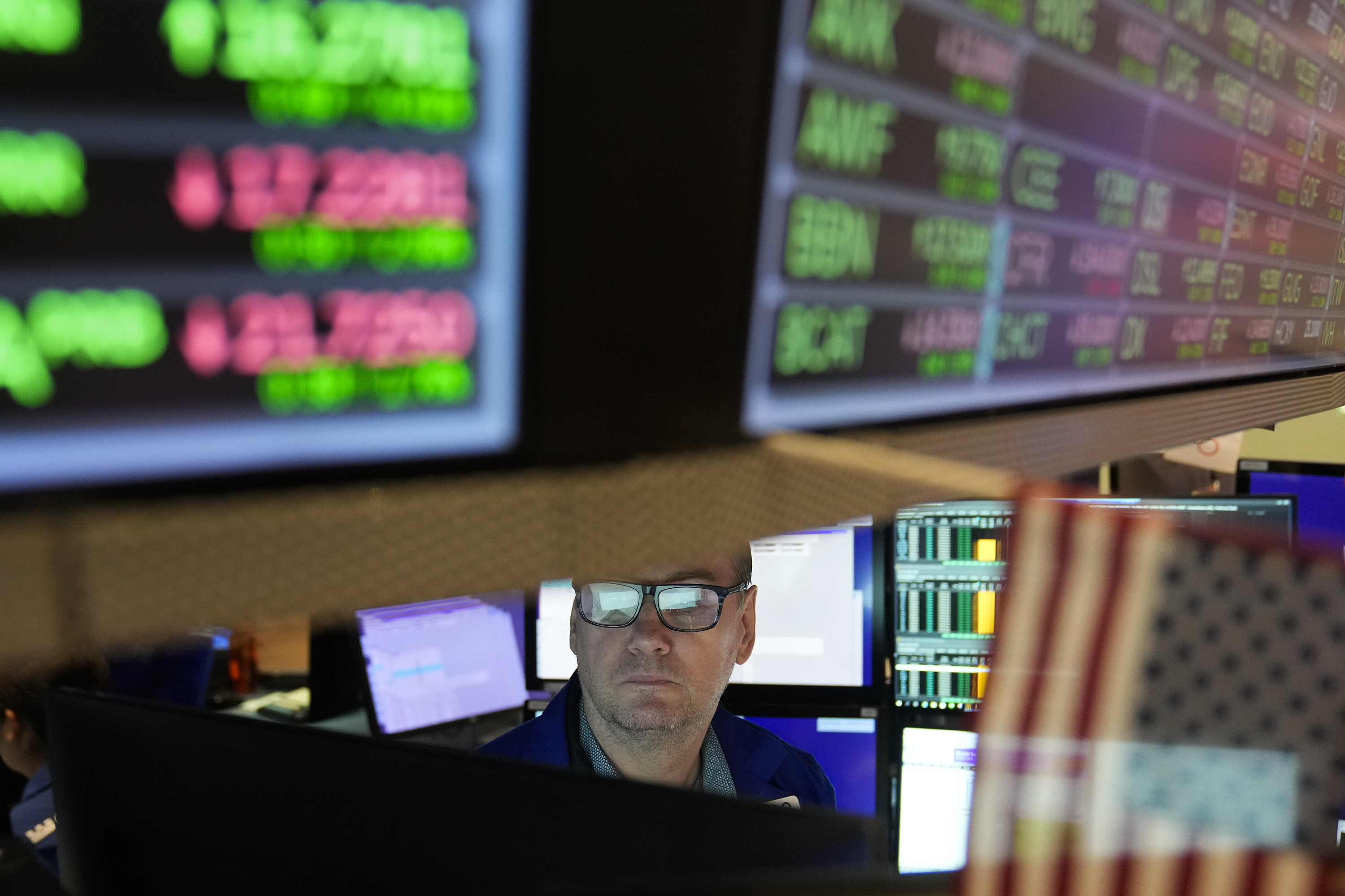 A traders works on the floor at the New York Stock Exchange in New York, Nov. 10. 