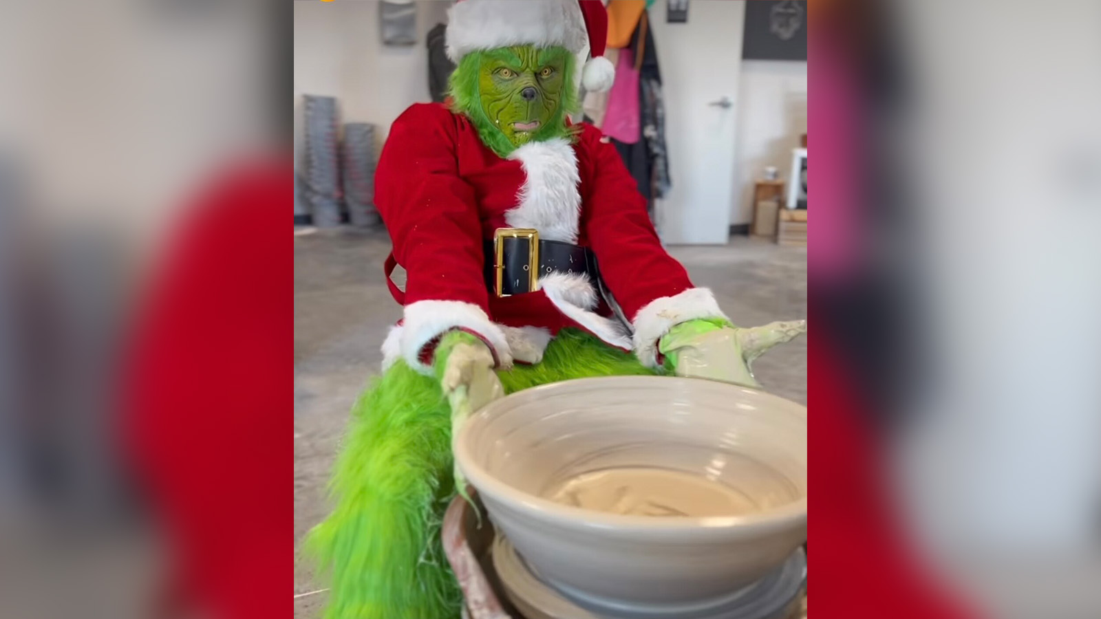 The Grinch has spent some time creating a handmade gift for his pal, Max, at Pleasant Grove's Kreative Kiln.
