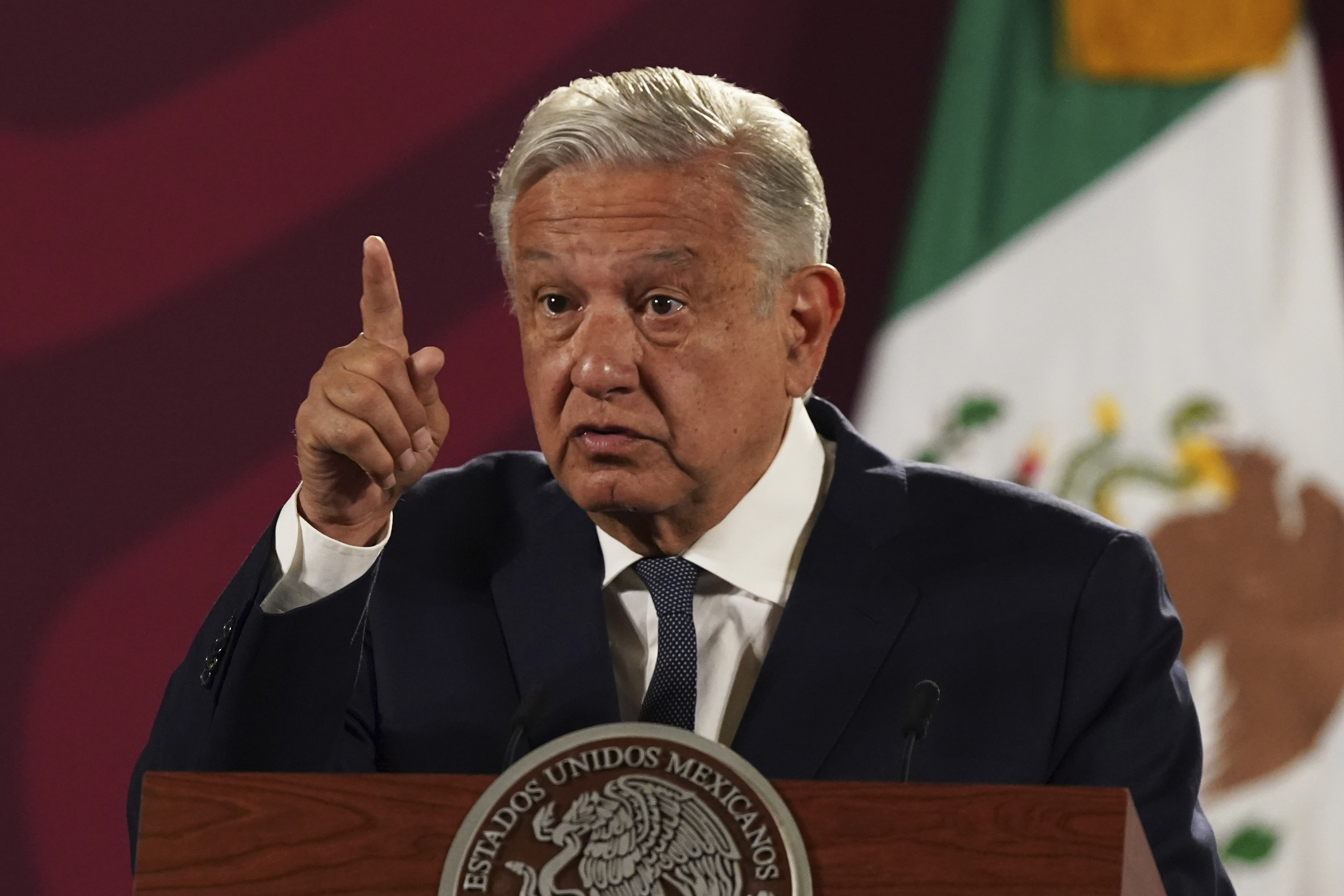Mexico's President Andres Manuel Lopez Obrador speaks at the National Palace, in Mexico City, June 22. Lopez Obrador appealed to the country’s citizens Tuesday not to accept holiday handouts and gifts from drug gangs.