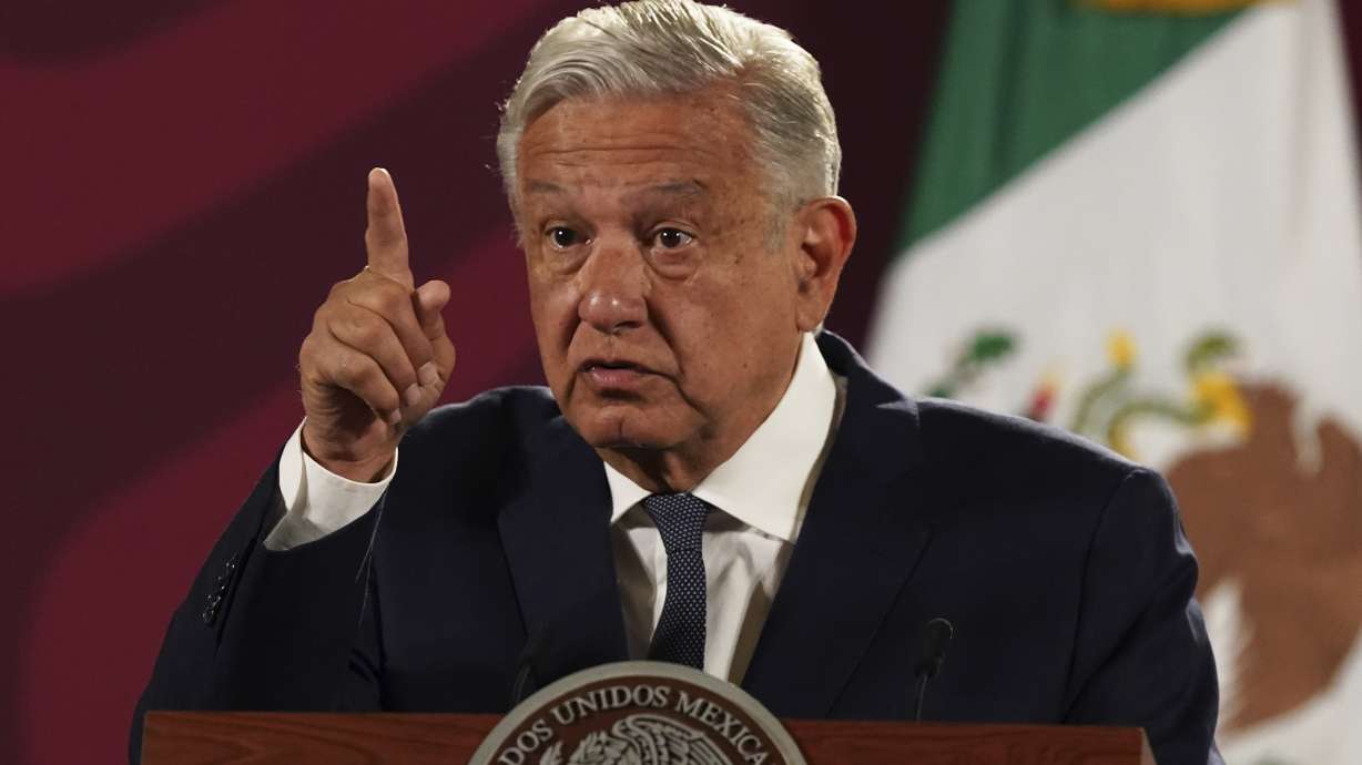Mexico's President Andres Manuel Lopez Obrador speaks at the National Palace, in Mexico City, June 22. Lopez Obrador appealed to the country’s citizens Tuesday not to accept holiday handouts and gifts from drug gangs.