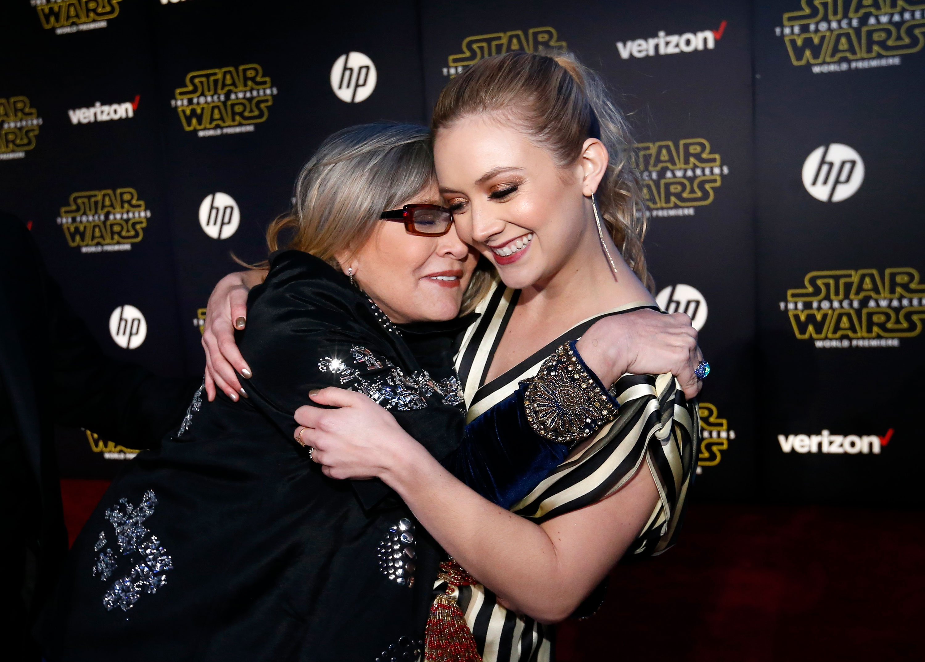 Carrie Fisher, left, and Billie Lourd in 2015. Lourd posted a sweet tribute to her mom six years after Carrie Fisher's death.
