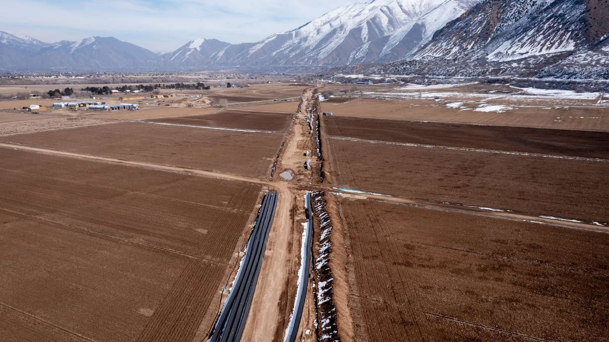 The route of the Spanish Fork Canyon-Santaquin Pipeline, a part of the Central Utah Project, is pictured in Spanish Fork on Feb. 10. President Joe Biden is expected to sign a $1.7 trillion government spending bill that will help fund the project after the U.S. House on Friday voted mostly along party lines to pass the Consolidated Appropriations Act of 2023.