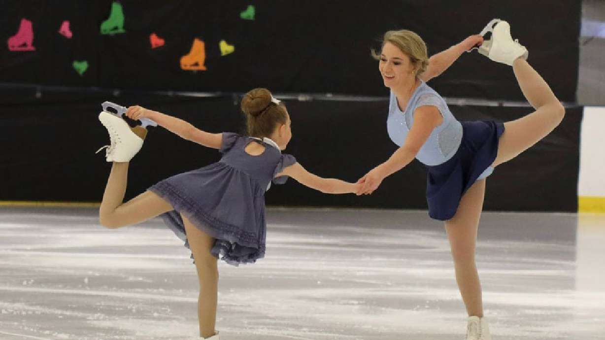 Sydnee Nethery and her daughter, Kinlee, figure skating together. While others were unintentionally slipping and sliding on the ice on Tuesday morning, Sydnee Nethery broke out her skates.