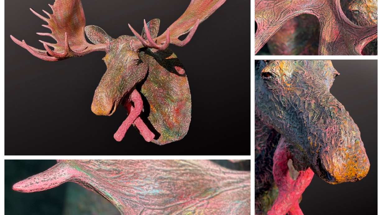 Mantua the Moose was sculpted by Carl Vanderheyden, in hopes of providing hope or inspiration to breast cancer patients.