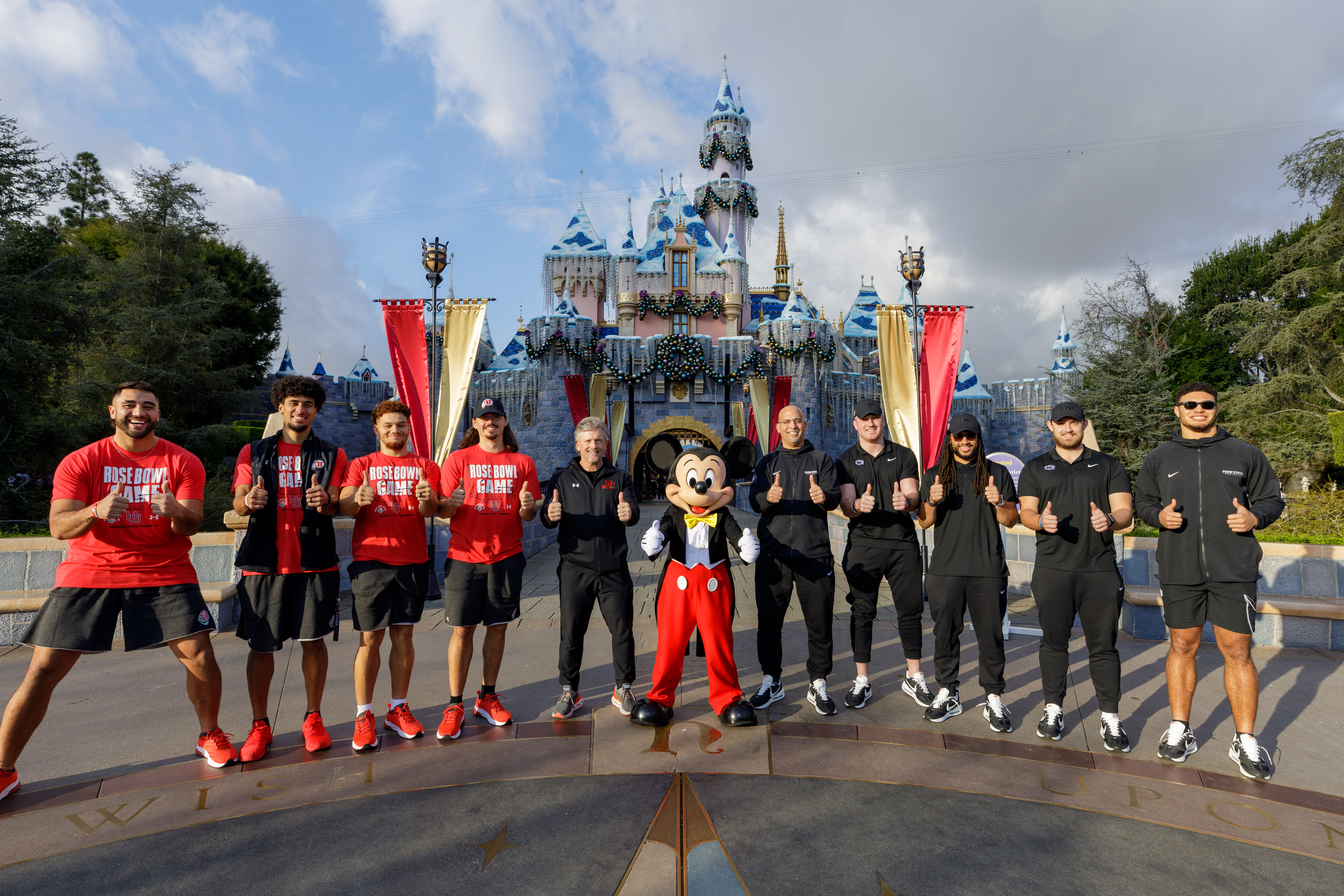 Utah and Penn State made their first stop on their way to the 2023 Rose Bowl Game in Pasadena, Calif., with a traditional visit to the Disneyland Resort in Anaheim, Calif., Dec. 28, 2022.