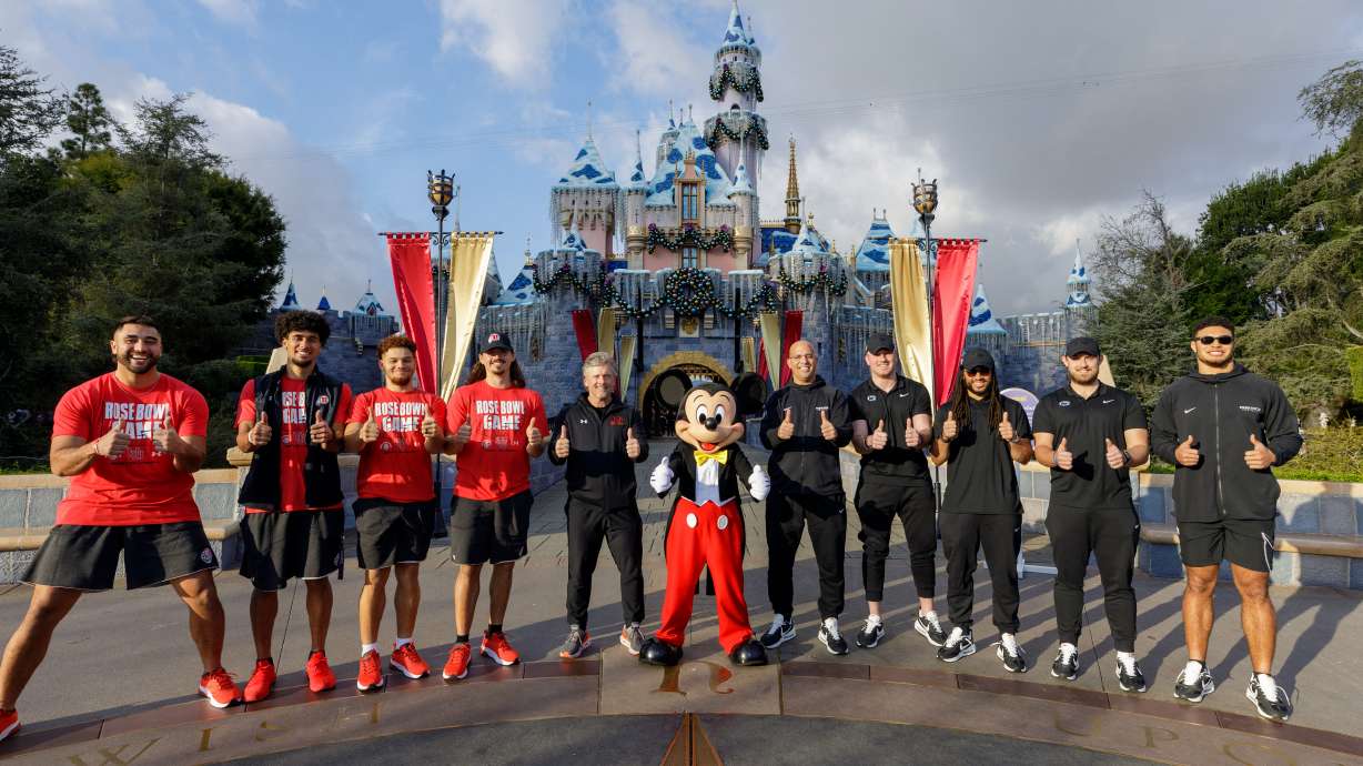 Utah and Penn State made their first stop on their way to the 2023 Rose Bowl Game in Pasadena, Calif., with a traditional visit to the Disneyland Resort in Anaheim, Calif., Dec. 28, 2022.