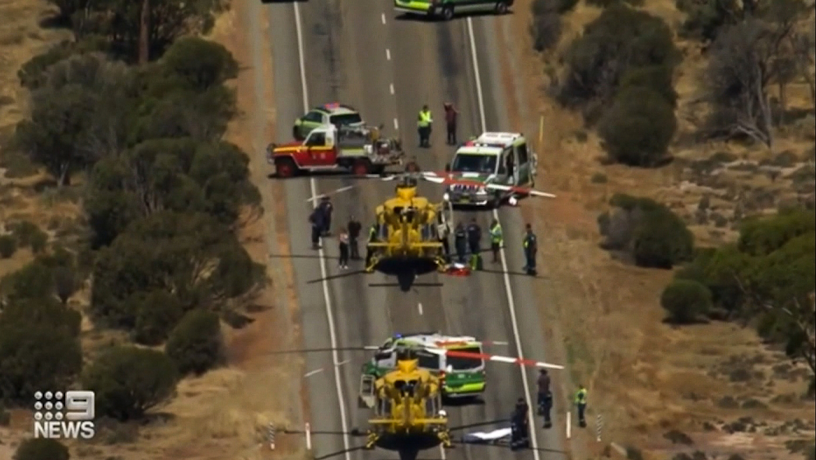 The scene of the fatal crash is seen Tuesday near Kondinin in West Australia.