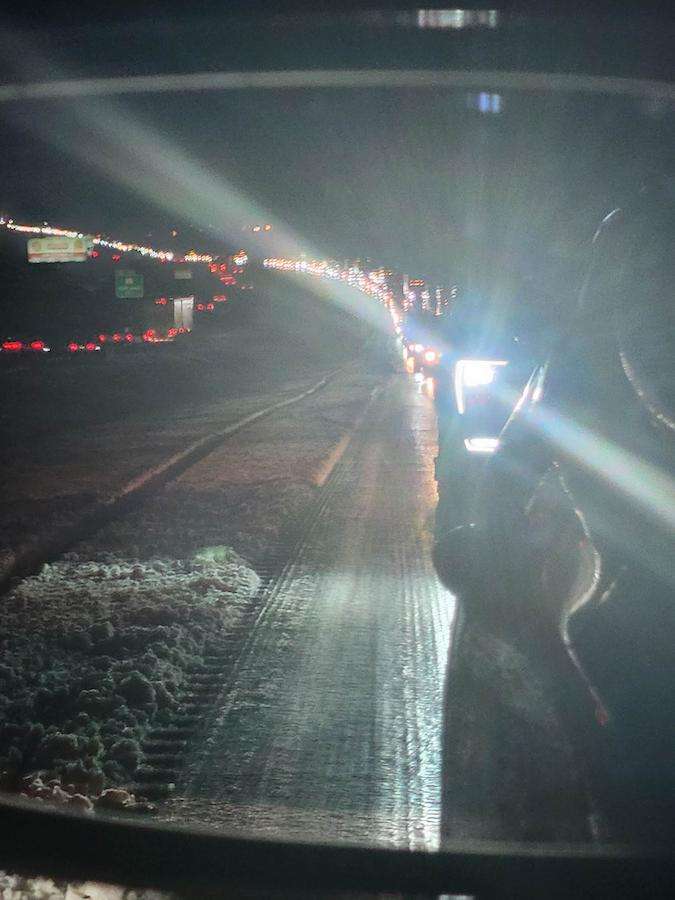 Traffic backs up on I-15 in central Utah Wednesday.
