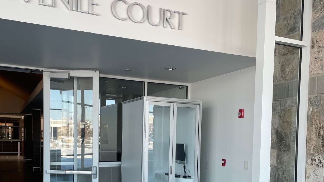 A kiosk for patrons to use to attend virtual hearings is pictured at the Matheson Courthouse in Salt Lake City. It is one of 50 being installed throughout the state to facilitate continuing virtual hearings.