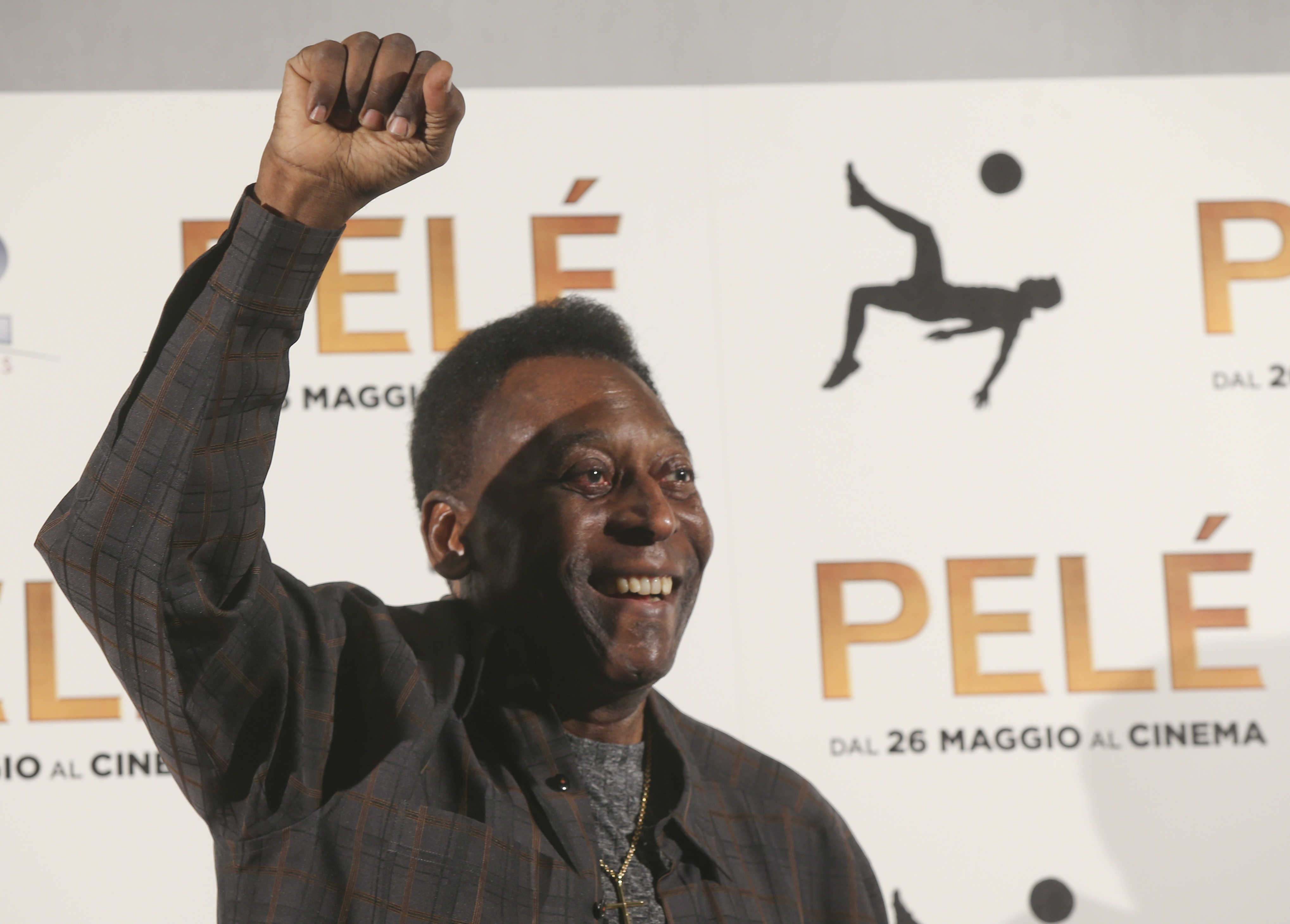 FILE - Brazilian soccer legend Edson Arantes Do Nascimiento better known as 'Pele', gestures during a photocall of the movie 'Pele', in Milan, Italy, Wednesday, May 25, 2016. Pelé, the Brazilian king of soccer who won a record three World Cups and became one of the most commanding sports figures of the last century, died in Sao Paulo on Thursday, Dec. 29, 2022. He was 82. 