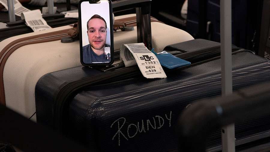 Jacob Roundy speaks to KSL-TV via video chat about not knowing where is bag went. Roundy is in Houston for the holidays, but KSL found his bag at Salt Lake City International Airport.