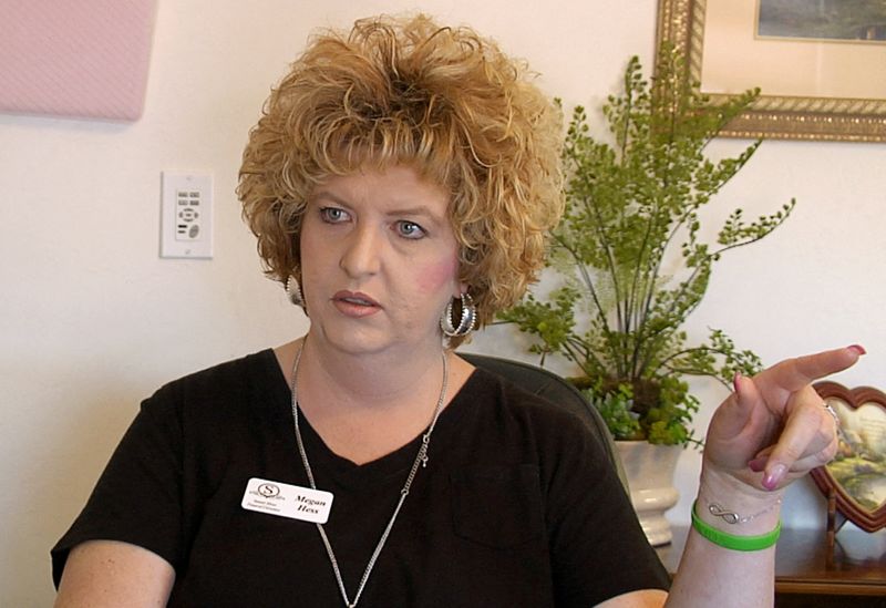 Megan Hess, owner of Donor Services, is pictured during an interview in Montrose, Colo., May 23, 2016, in this still image from video.