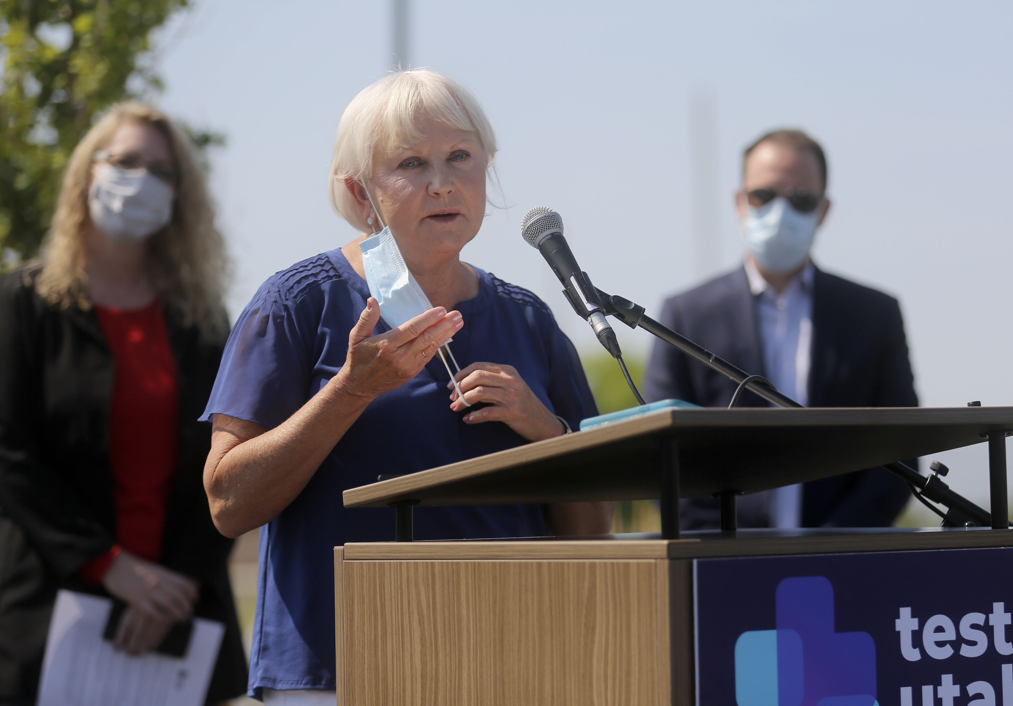 Sen. Karen Mayne, D-West Valley City, talks about COVID-19 testing needs at the Kearns Recreation Center on July 8, 2020. On Wednesday, Mayne announced she is retiring from the Utah Legislature because of declining health.