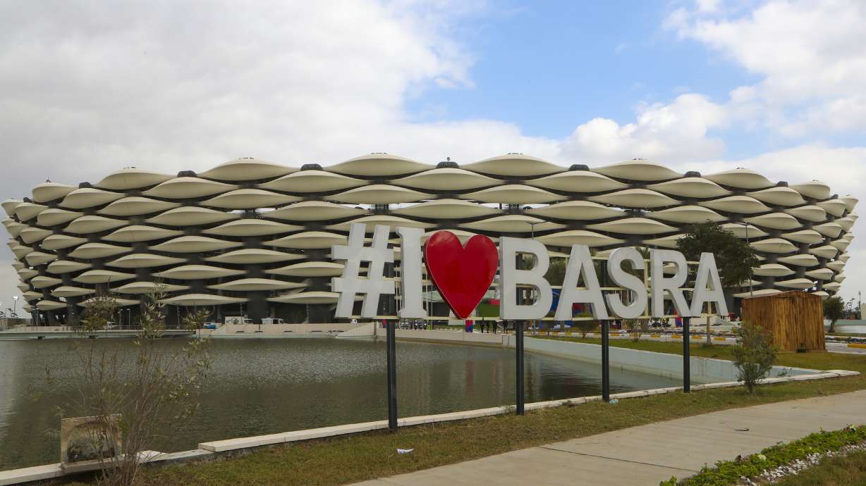 A newly built stadium that will host Arab Gulf Cup is see in Basra, Thursday, Jan. 5, 2023. The 25th edition of the Arabian Gulf Cup will be held in the city of Basra, the first time the turmoil-wracked country will host the tournament since 1979. i)