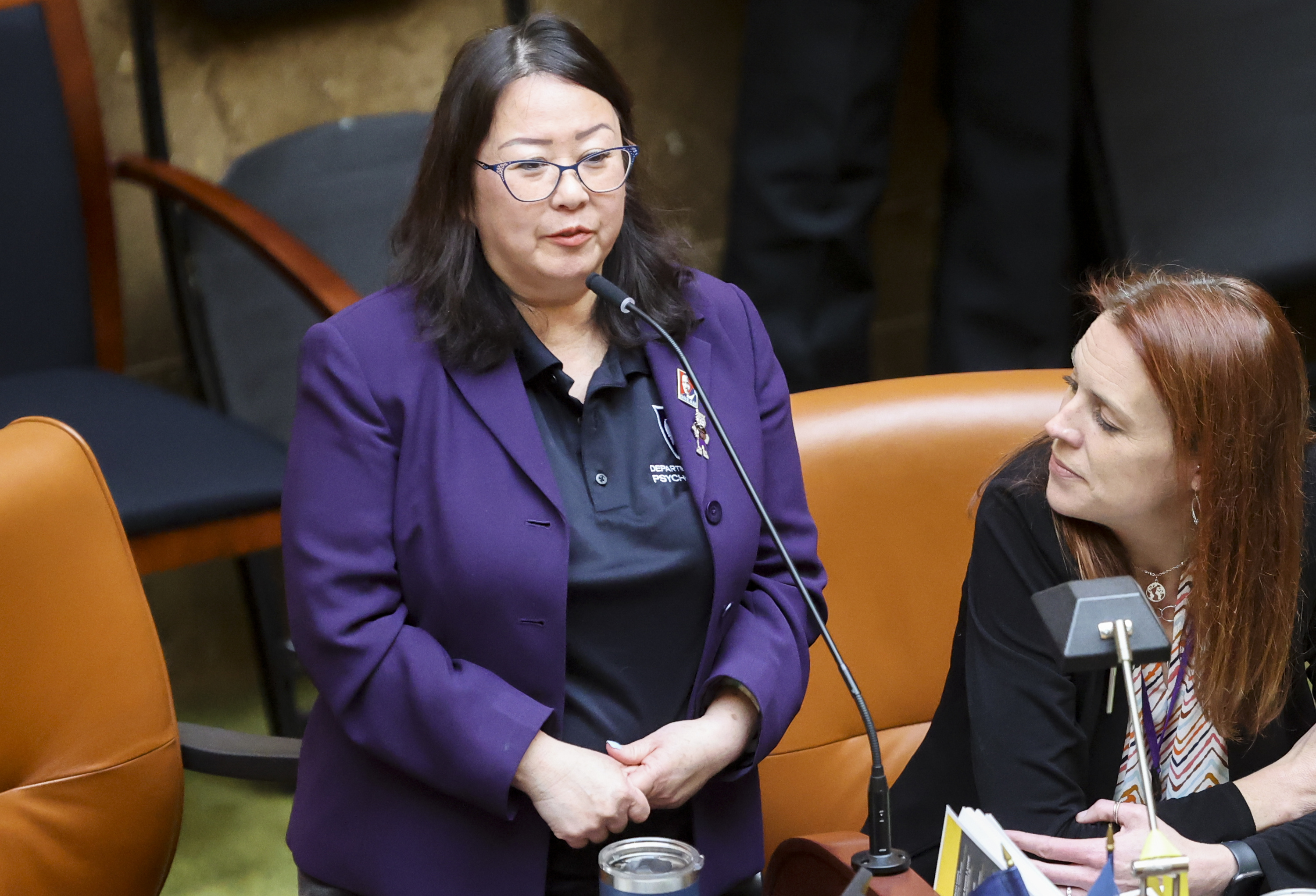 Rep. Karen Kwan, D-Murray, speaks at the Capitol in Salt Lake City on March 3, 2022. Kwan said she plans to run to fill the seat vacated by Sen. Karen Mayne, who is retiring this month.