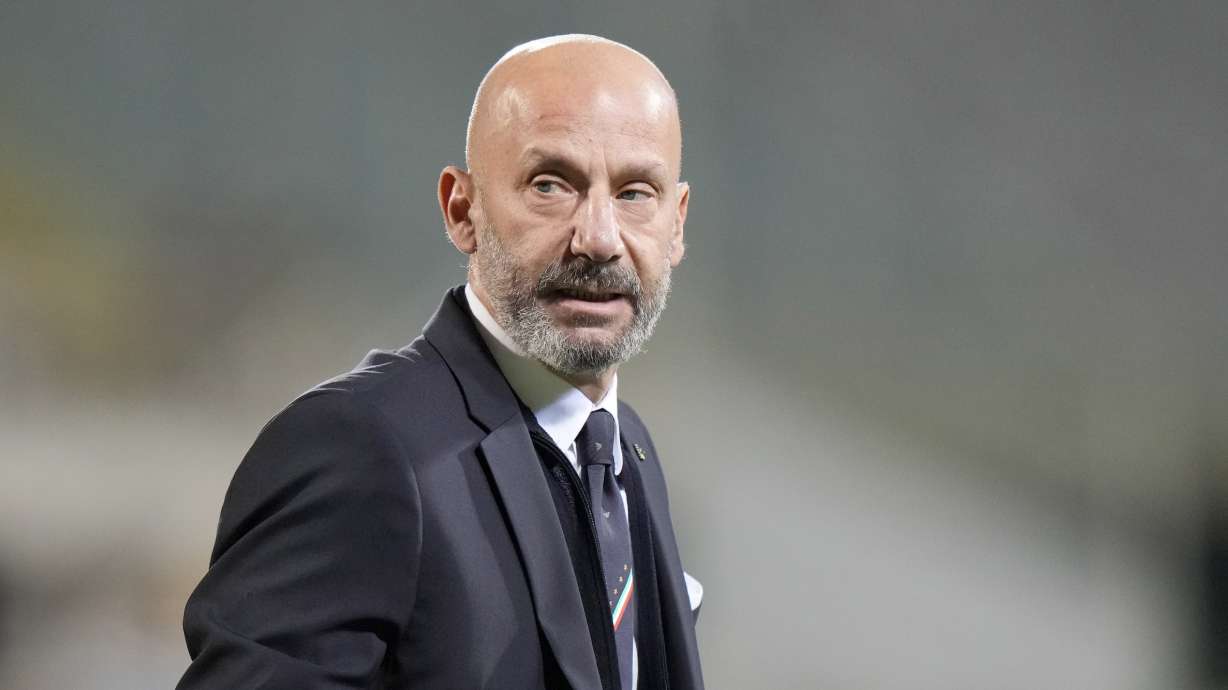 Italy's head of delegation Gianluca Valli stands during the World Cup 2022 qualifier group c soccer game between Italy and Bulgaria at the Artemio Franchi stadium in Florence, Italy, Thursday, Sept. 2, 2021. Gianluca Vialli, the former Italy striker who helped both Sampdoria and Juventus win Serie A and European trophies before becoming a player-manager at Chelsea, has died on Friday, Jan. 6, 2023. He was 58.