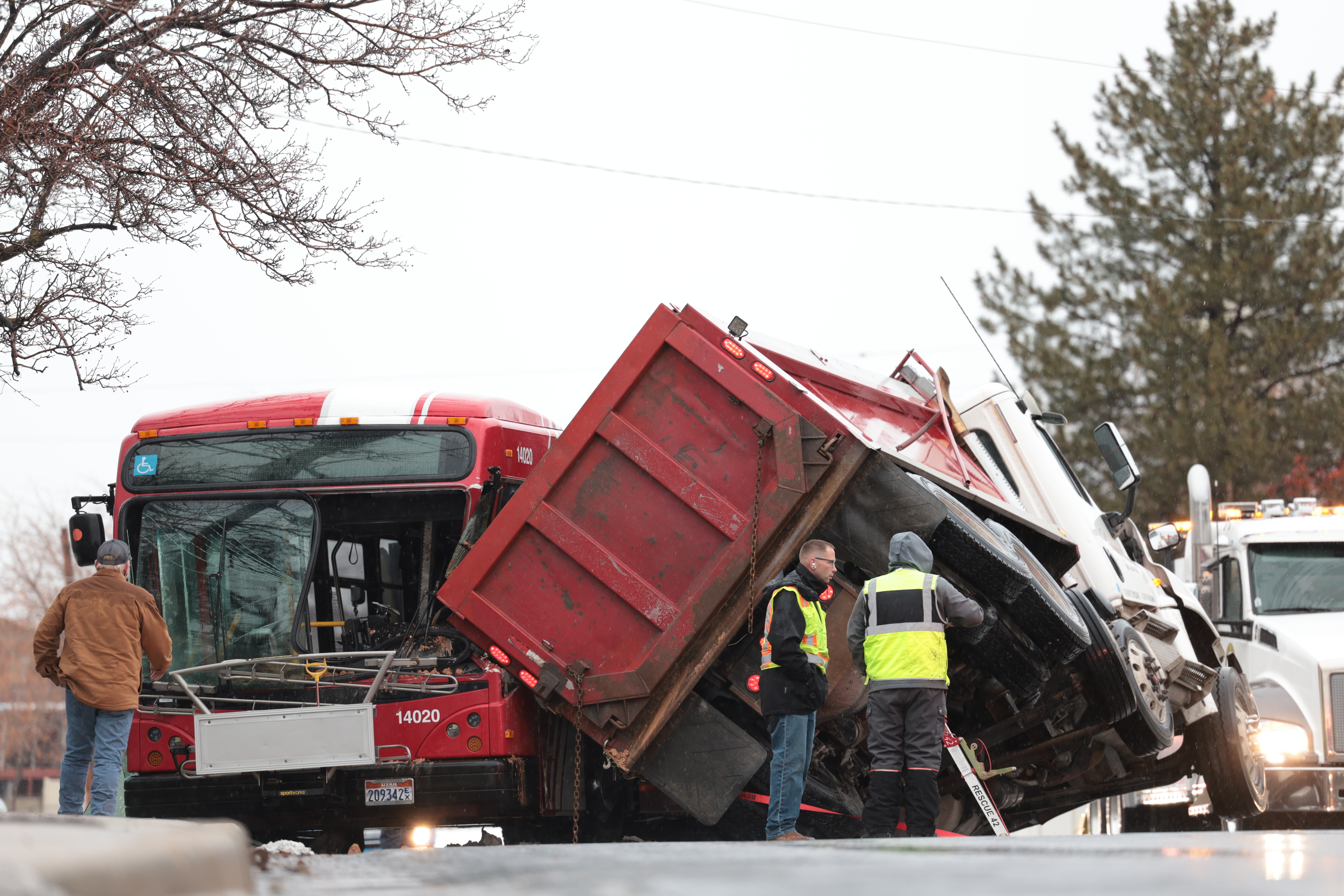 A UTA bus driver was injured in a crash with a dump truck in North Salt Lake on Friday.