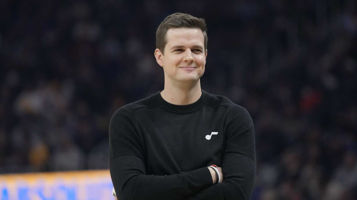 Utah Jazz head coach Will Hardy during an NBA basketball game against the Golden State Warriors in San Francisco, Wednesday, Dec. 28, 2022.