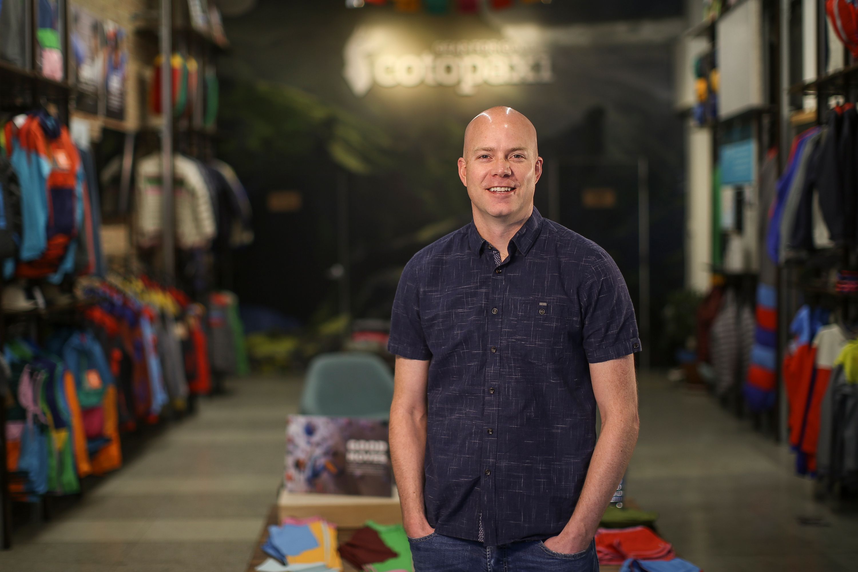 Davis Smith, co-founder and CEO of Cotopaxi, poses for a photo at Cotopaxi’s headquarters in Salt Lake City on March 14, 2018. Smith is stepping down as head of the Utah-based outdoor gear company to serve as a mission president for The Church of Jesus Christ of Latter-day Saints in Recife, Brazil.