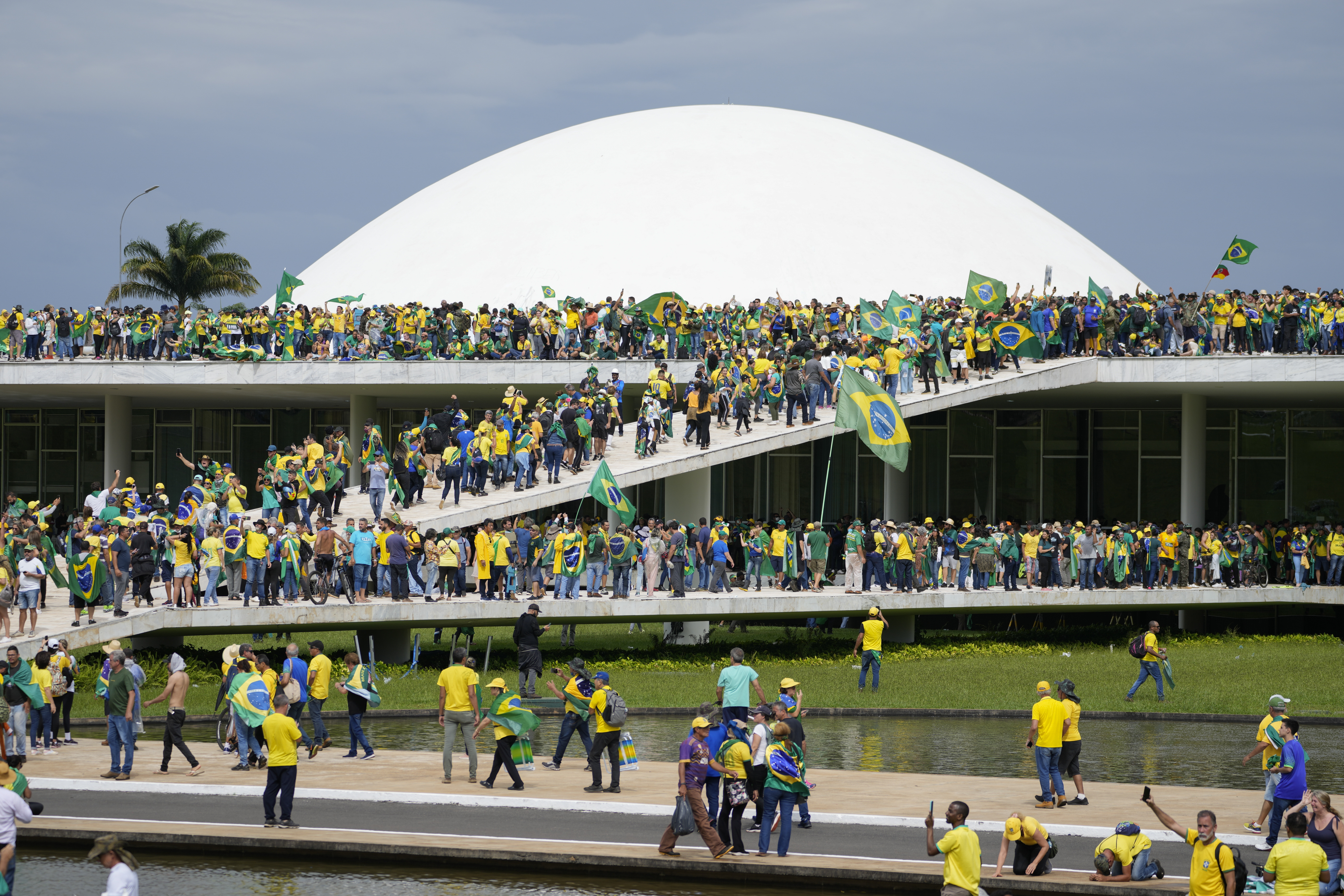 Protesters, supporters of Brazil's former President Jair Bolsonaro, storm the the National Congress building in Brasilia, Brazil, on Sunday.