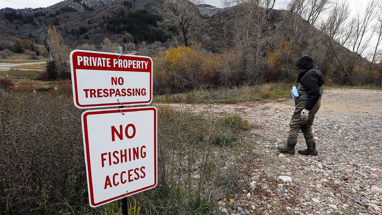 An angler walks to the Weber River to fish on Nov. 5, 2015. Recreation access to waterways is a concern for landowners and the public in general.