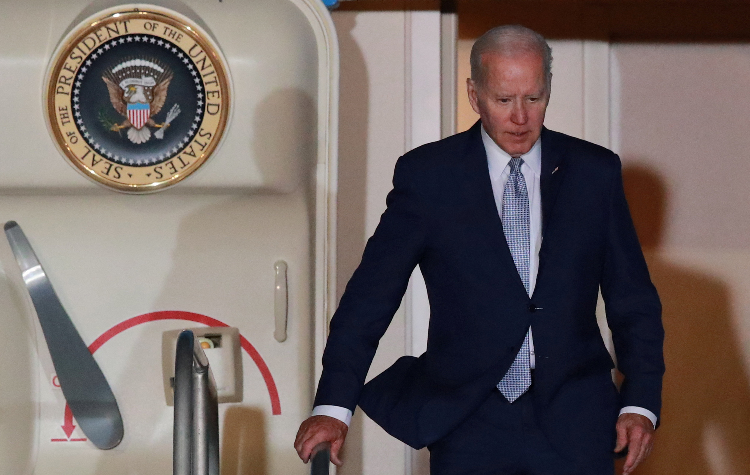 U.S. President Joe Biden arrives at Felipe Angeles International Airport on the outskirts of Mexico City, Sunday. Classified documents from Biden's vice-presidential days were discovered in November by the U.S. president's personal attorneys at a Washington think tank, a White House lawyer said on Monday.