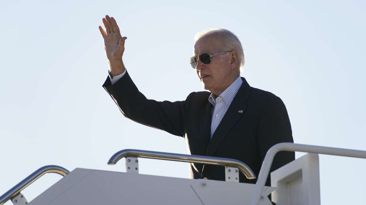 President Joe Biden waves before boarding Air Force One at El Paso International Airport in El Paso, Texas, Sunday to travel to Mexico City, Mexico. The Justice Department is reviewing a batch of potentially classified documents found in the Washington office space of President Joe Biden's former institute, the White House said Monday.