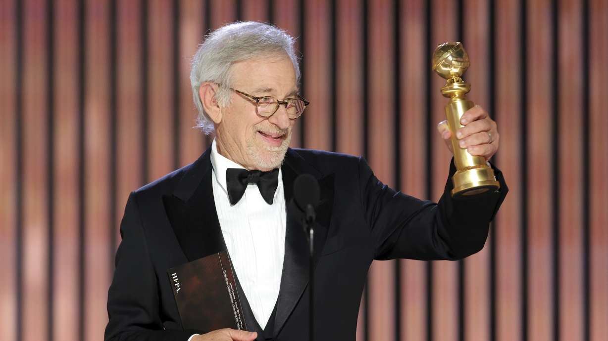 This image released by NBC shows Steven Spielberg accepting the Best Director award for "The Fabelmans" during the 80th Annual Golden Globe Awards at the Beverly Hilton Hotel on Tuesday in Beverly Hills, Calif.